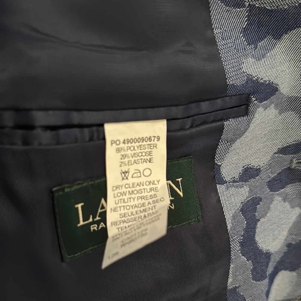 Lauren Ralph Lauren Blue Sport Coat with Modern Camo Design - Picture 3 of 6